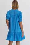 Entro French Blue Mock Neck Mini Dress