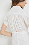 White Front Twist Overlay Shirt Dress