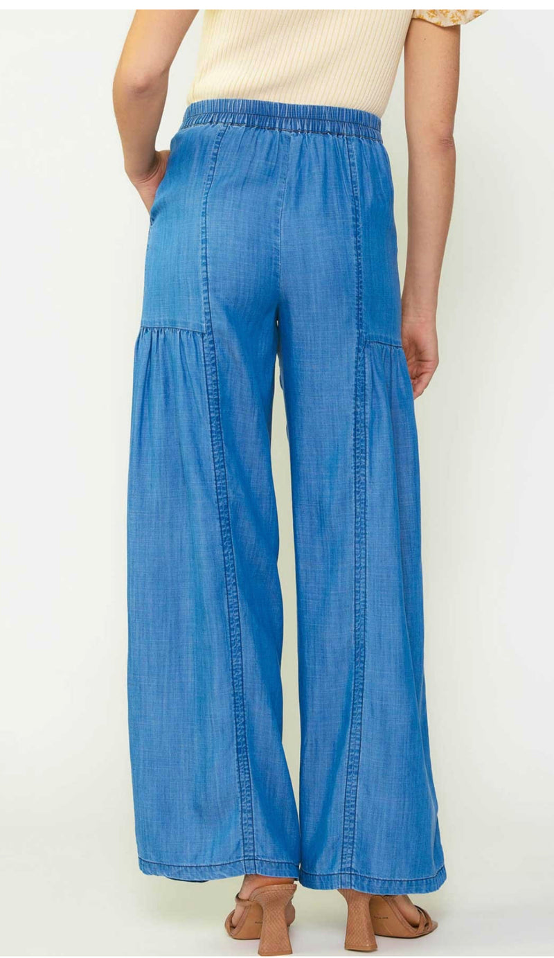 Current Air Chambray Tiered Wide Leg Pants