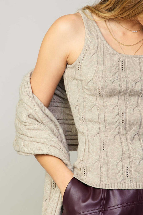 Current Air Grey Mist Shrug and Sweater Inner Top Set