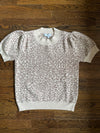 Gilli Cream Taupe Round Neck Puff Sleeve Animal Print Sweater