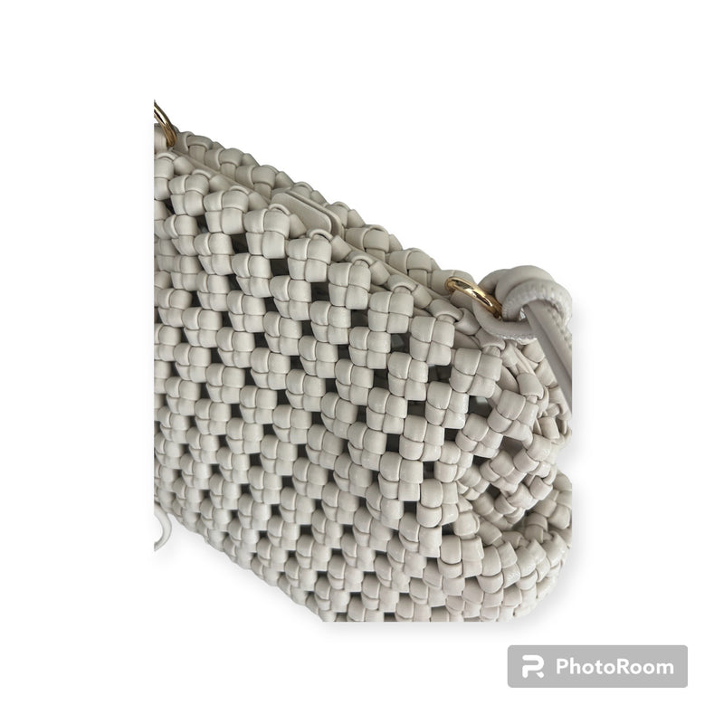 Woven White Bag with Double Strap