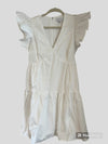 Gilli White Vneck Ruffle Sleeve Dress