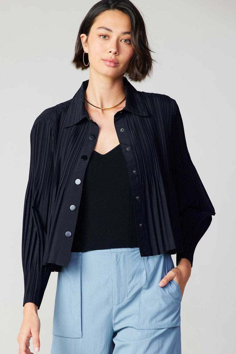 Current Air Black Button Down Cropped Jacket