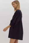 Entro Black Scalloped 3/4 Sleeve Dress