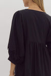 Entro Black Scalloped 3/4 Sleeve Dress