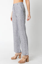 Olivaceous Miranda Black and White Striped Linen Pant