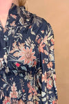 Current Air Navy Floral Peplum Blouse