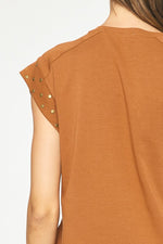 Entro Brown Short Dress with Stud Detail