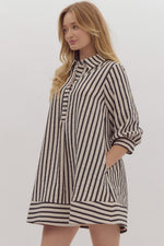 Entro Black Striped Seersucker Dress