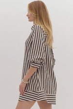 Entro Black Striped Seersucker Dress