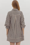 Entro Black Striped Seersucker Dress