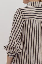 Entro Black Striped Seersucker Dress