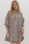 Entro Black Striped Seersucker Dress