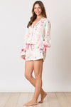 Peach Love Ring & Champagne & Glass Printed Pajama Set