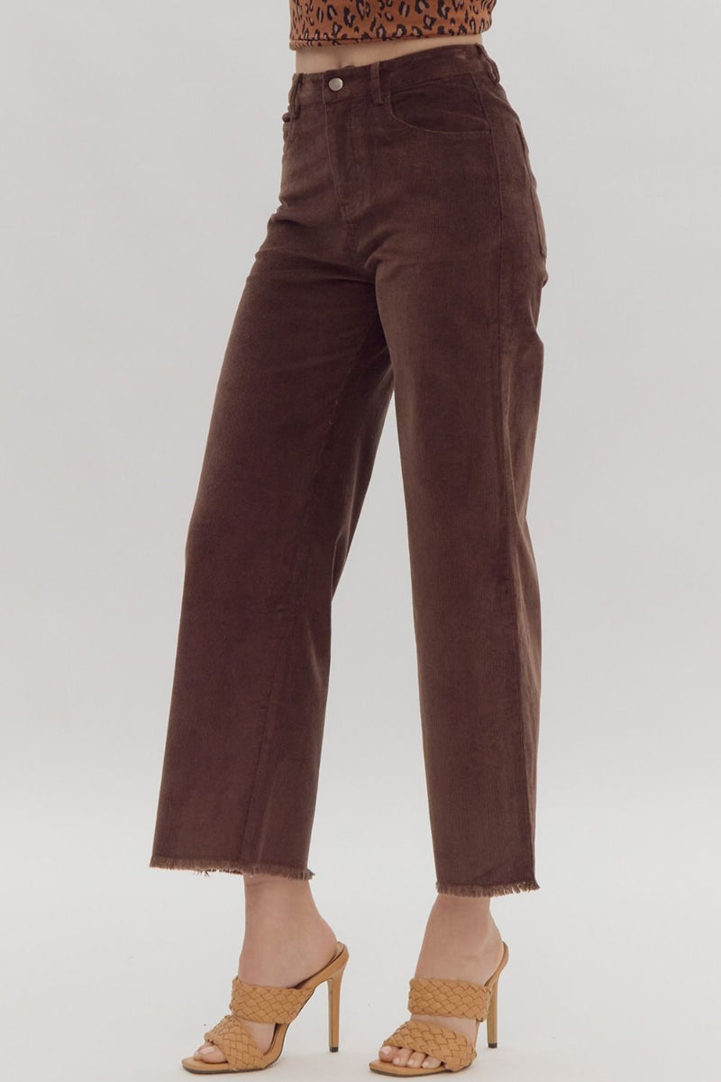 Entro Coffee High Waist Wide Leg Corduroy Pants