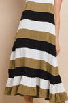 TCEC Olive, Black and White Colorblock Midi Dress
