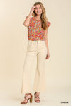 Umgee Cream Denim Trouser Pants with Pockets