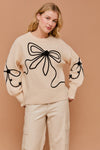 Gilli Cream Long Sleeve Crew Neck Ribbon Sweater