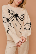 Gilli Cream Long Sleeve Crew Neck Ribbon Sweater