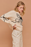 Gilli Cream Long Sleeve Crew Neck Ribbon Sweater