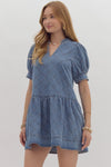 Entro Quilted Denim Short Sleeve Dress