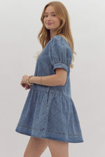 Entro Quilted Denim Short Sleeve Dress