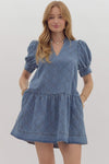 Entro Quilted Denim Short Sleeve Dress