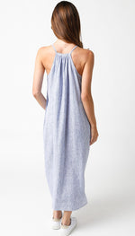Olivaceous Tessa Blue and White Stripe Halter Dress