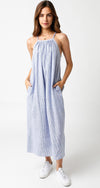 Olivaceous Tessa Blue and White Stripe Halter Dress