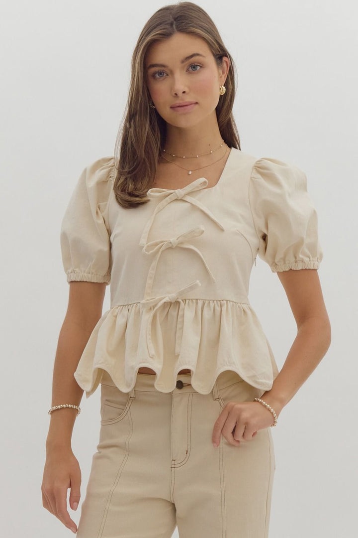 euw イユー puff sleeve peplum top euw イユー puff sleeve