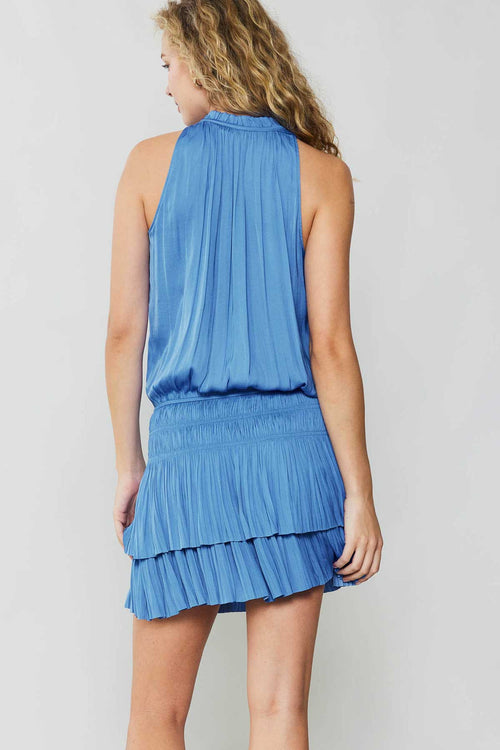Current Air Faded Blue Sleeveless Pleated Dress