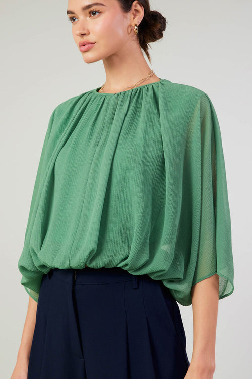 Current Air Leaf Green Dolman Sleeve Top