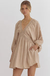 Entro Oatmeal Textured Vneck Dress