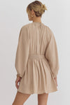 Entro Oatmeal Textured Vneck Dress