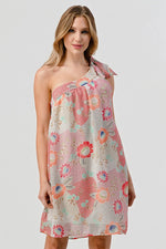 Pixi + Ivy Iris Pink Floral Print One Shoulder Dress