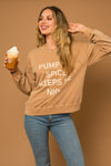 Gilli Tan Round Neck Long Sleeve Pumpkin Sweatshirt