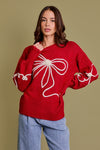 Gilli Red and Cream Ribbon Sweater