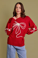 Gilli Red and Cream Ribbon Sweater