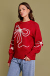 Gilli Red and Cream Ribbon Sweater