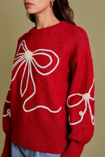 Gilli Red and Cream Ribbon Sweater