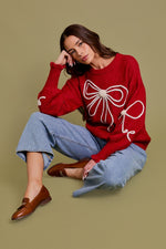 Gilli Red and Cream Ribbon Sweater