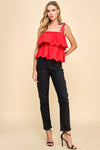 TCEC Red Tiered Ruffle Top