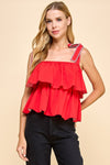 TCEC Red Tiered Ruffle Top