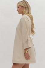 Entro Sand Denim Long Sleeve Dress