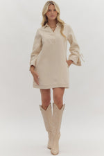 Entro Sand Denim Long Sleeve Dress