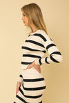 Gilli Cream and Black Stripe Ribbed Sweater Top