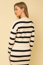 Gilli Cream and Black Stripe Ribbed Sweater Top