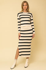 Gilli Cream and Black Stripe Ribbed Sweater Top