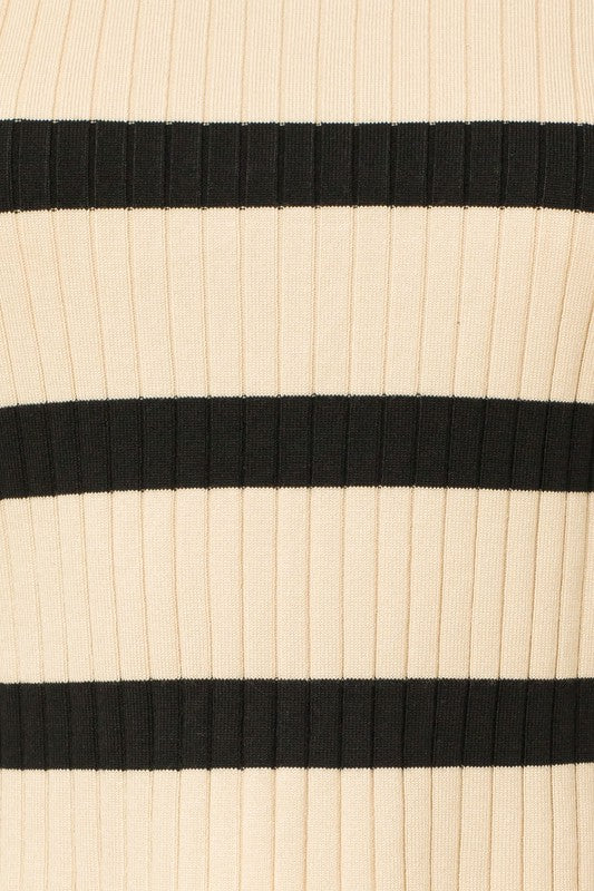 Gilli Cream and Black Stripe Ribbed Sweater Top